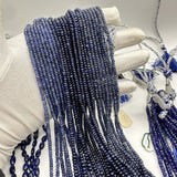 Blue Sapphire 3mm to 6mm Smooth Rondelle Beads Premium Deep Blue Gemstones for Elegant Jewelry Designs