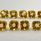 Natural Citrine 7mm Cushion Checker Top – AAA+ Golden Yellow Gemstone for High-End Jewelry Designs