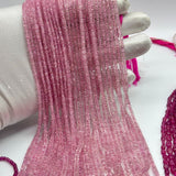 Natural Pink Sapphire Faceted Rondelle Beads – 3mm to 5mm AAA+ Quality – Jewelry Making Gemstones