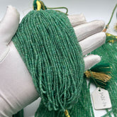 Natural Emerald Smooth Rondelle Beads – 2mm to 3mm – AAA+ Quality Petite Gemstone Strands