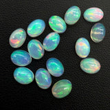 Natural Ethiopian Opal Oval Cabochon – 7x5mm – Vibrant Play of Color, Calibrated Gemstones for Jewelry