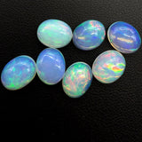 10x8mm Ethiopian Opal Oval Cabochon – Natural Play-of-Color Gemstone, Loose Fire Opal for Jewelry, October Birthstone Gem