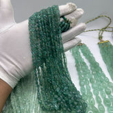 Natural Russian Emerald Oval Beads – 3x5mm to 6x8mm – 9 Lines / 745 Carats – Smooth Oval Green Emeralds