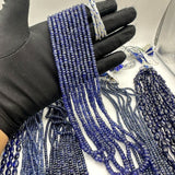 3-5mm Faceted Rondelle Blue Sapphire Glass Filled Beads – Deep Blue Brillian – Premium Quality for Jewelry Making
