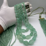 Natural Russian Emerald Smooth Oval Beads – 6x8mm to 18x21mm – 3 Lines / 1098 Carats – Premium Hand-Polished Gemstone Beads