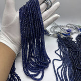 3-5mm Faceted Rondelle Blue Sapphire Glass Filled Beads – Deep Blue Brillian – Premium Quality for Jewelry Making