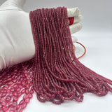 Glass-Filled Ruby Faceted Rondelle Beads – 2mm to 4mm – 1131 Carats – 23 Lines – Brilliant Red Gemstone Strands for Jewelry Making