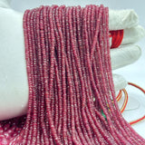 Glass-Filled Ruby Faceted Rondelle Beads – 2mm to 4mm – 1131 Carats – 23 Lines – Brilliant Red Gemstone Strands for Jewelry Making