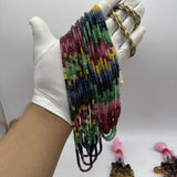 Natural Emerald, Ruby & Multi-Color Sapphire Faceted Rondelle Beads – 3mm to 4mm – 870 Carats – 14 Lines – Mixed Precious Gemstone Beads for Jewelry Making