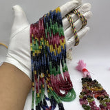 Natural Emerald, Ruby & Multi-Color Sapphire Faceted Rondelle Beads – 3mm to 4mm – 870 Carats – 14 Lines – Mixed Precious Gemstone Beads for Jewelry Making