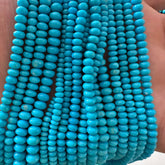 Natural Turquoise Smooth Rondelle Beads – 4mm to 8mm – High Quality Gemstone Beads for Jewelry Making