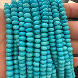 Natural Turquoise Smooth Rondelle Beads – 4mm to 8mm – High Quality Gemstone Beads for Jewelry Making