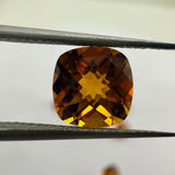 Madeira Brandy Citrine 8mm Cushion Checker Top – AAA+ Natural Golden Gemstone for Fine Jewelry