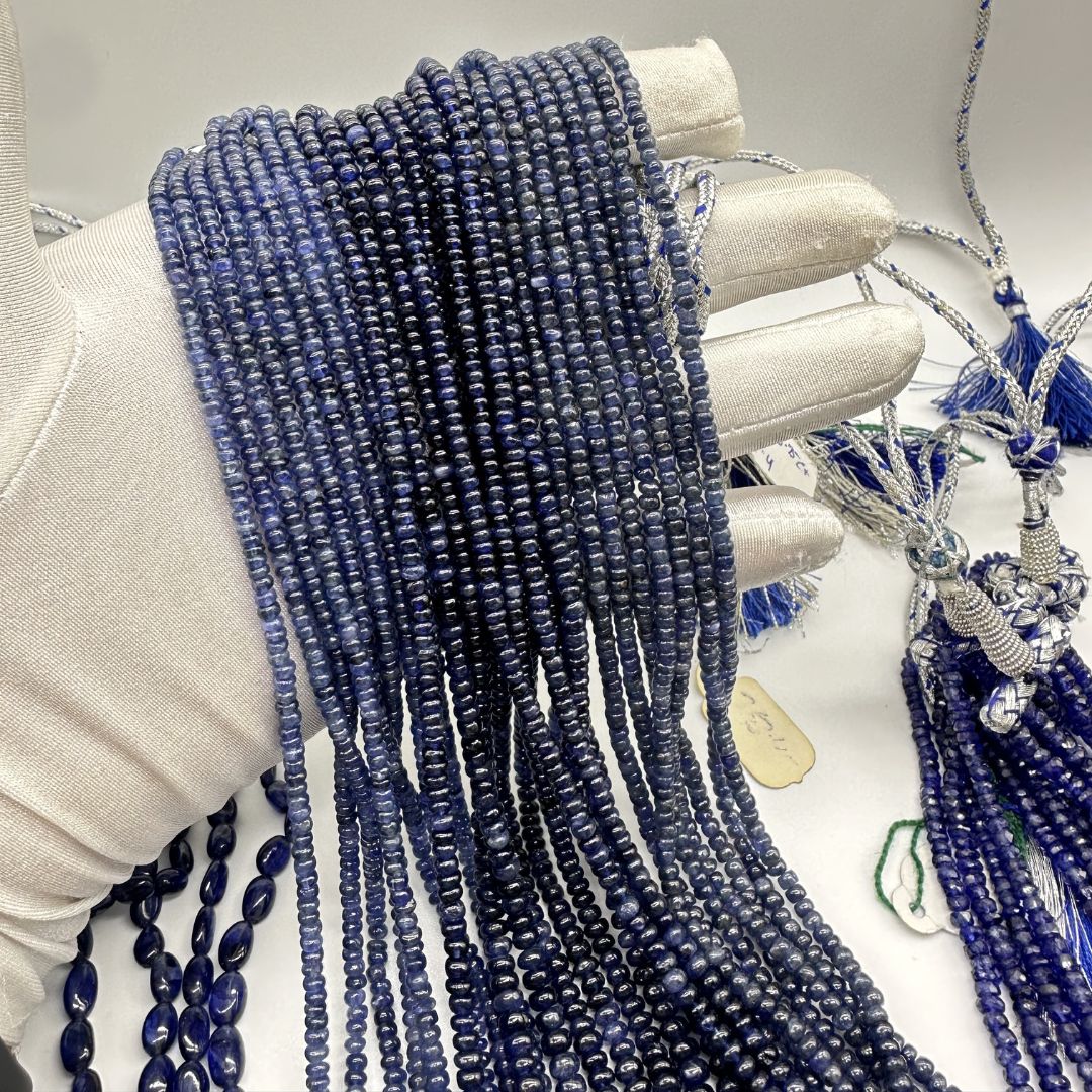 Blue Sapphire 3mm to 6mm Smooth Rondelle Beads – 1225 Cts Premium Deep Blue Gemstones for Elegant Jewelry Designs