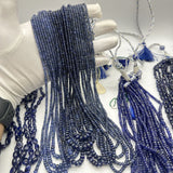Blue Sapphire 3mm to 6mm Smooth Rondelle Beads – 1225 Cts Premium Deep Blue Gemstones for Elegant Jewelry Designs