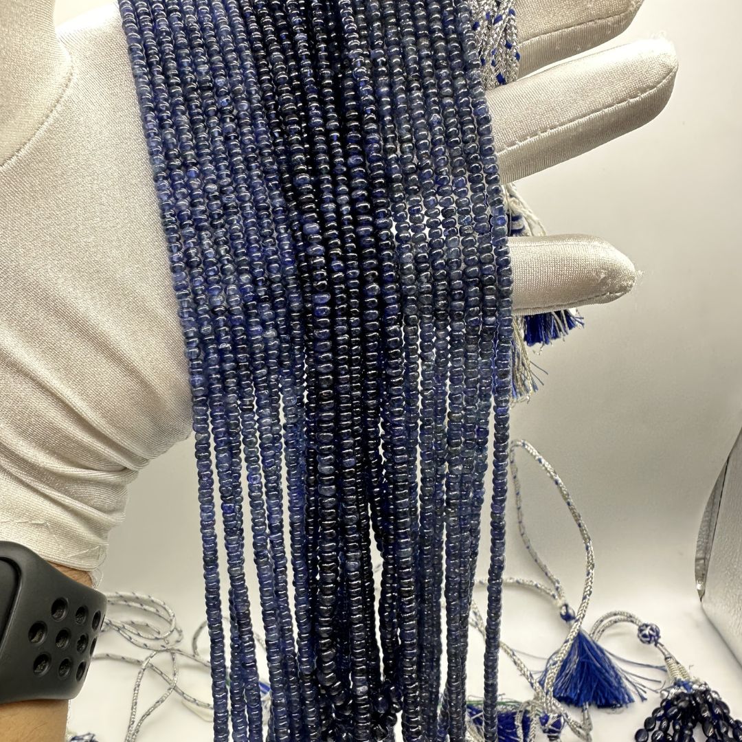 Blue Sapphire 3mm to 6mm Smooth Rondelle Beads – 1225 Cts Premium Deep Blue Gemstones for Elegant Jewelry Designs