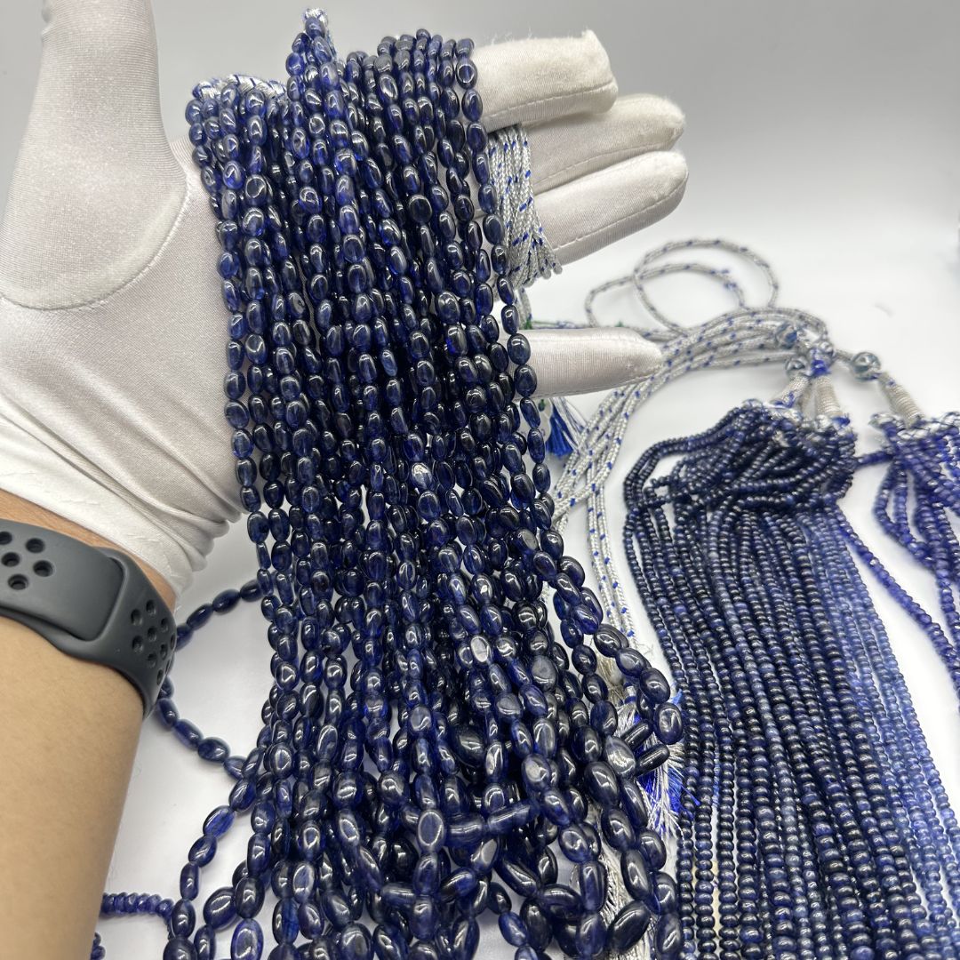 Blue Sapphire Glass-Filled Smooth Oval Beads 5x7mm to 9x11mm – 2530 Cts Premium Deep Blue Gemstones for Jewelry Making