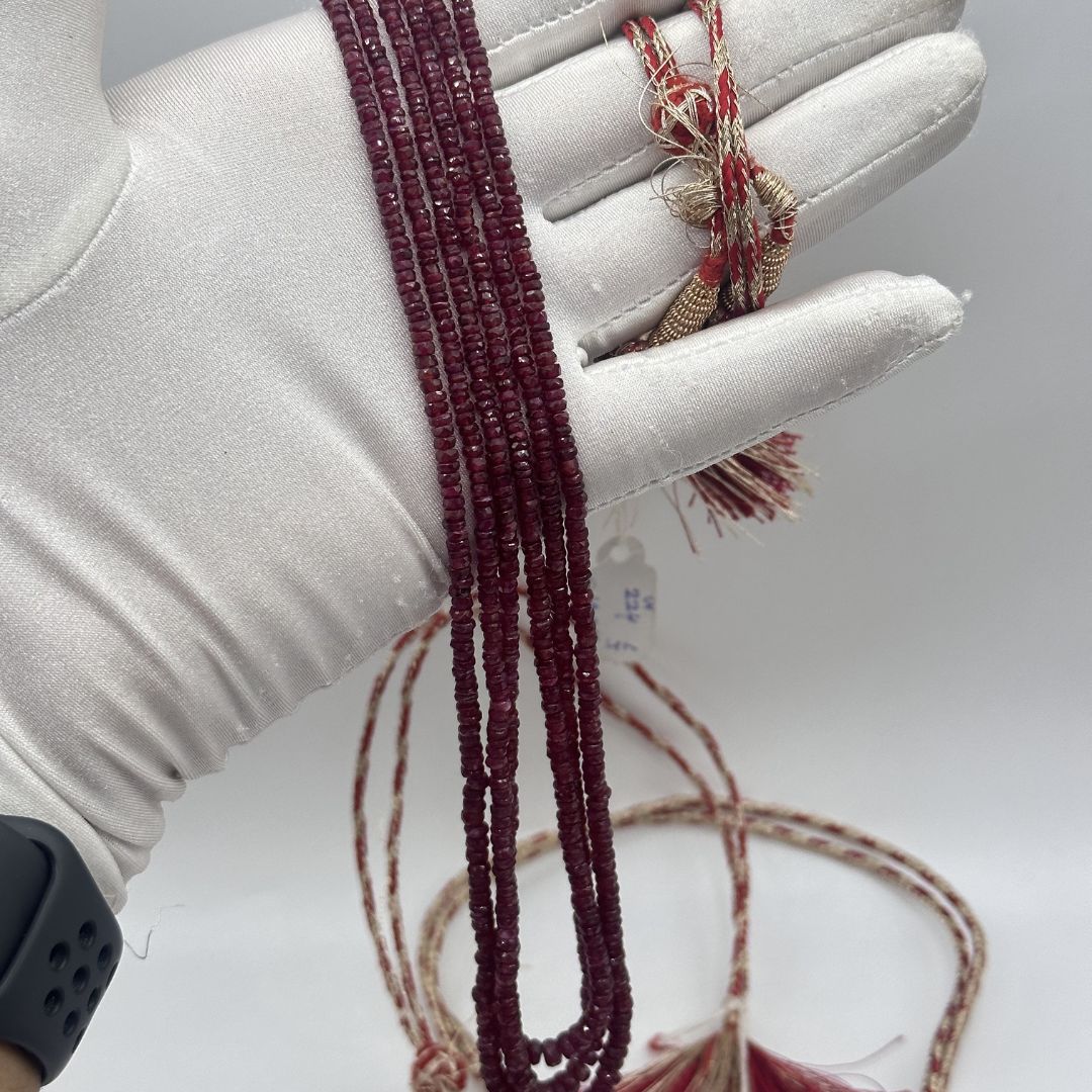 Natural Ruby Faceted Rondelle Beads 3mm to 5mm – 1340 Cts, AAA+ Deep Red Gemstones for Fine Jewelry Making