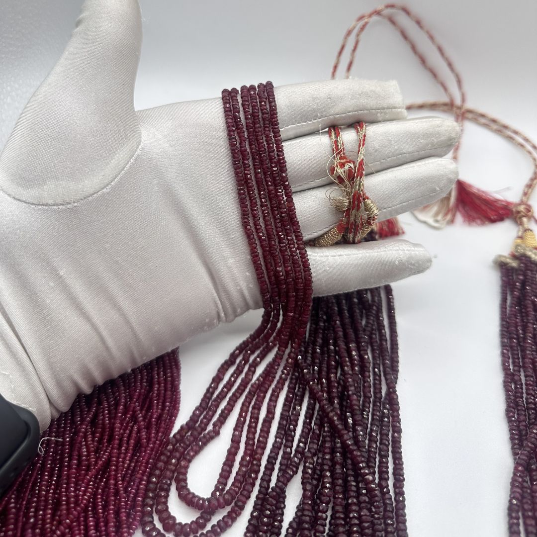 Natural Ruby Faceted Rondelle Beads 3mm to 5mm – 1340 Cts, AAA+ Deep Red Gemstones for Fine Jewelry Making
