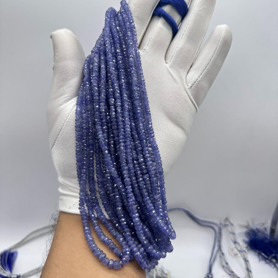 Tanzanite Faceted Rondelle Beads – 3mm to 5mm AAA Natural Tanzanite Gemstones for Jewelry Making – 11 Lines, 708 Carats