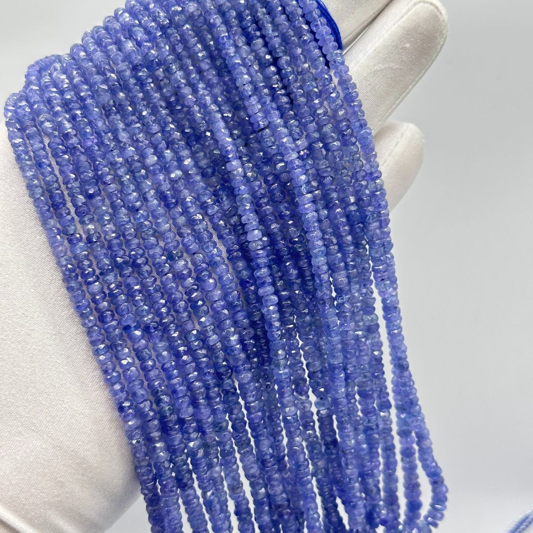 Tanzanite Faceted Rondelle Beads – 3mm to 5mm AAA Natural Tanzanite Gemstones for Jewelry Making – 11 Lines, 708 Carats