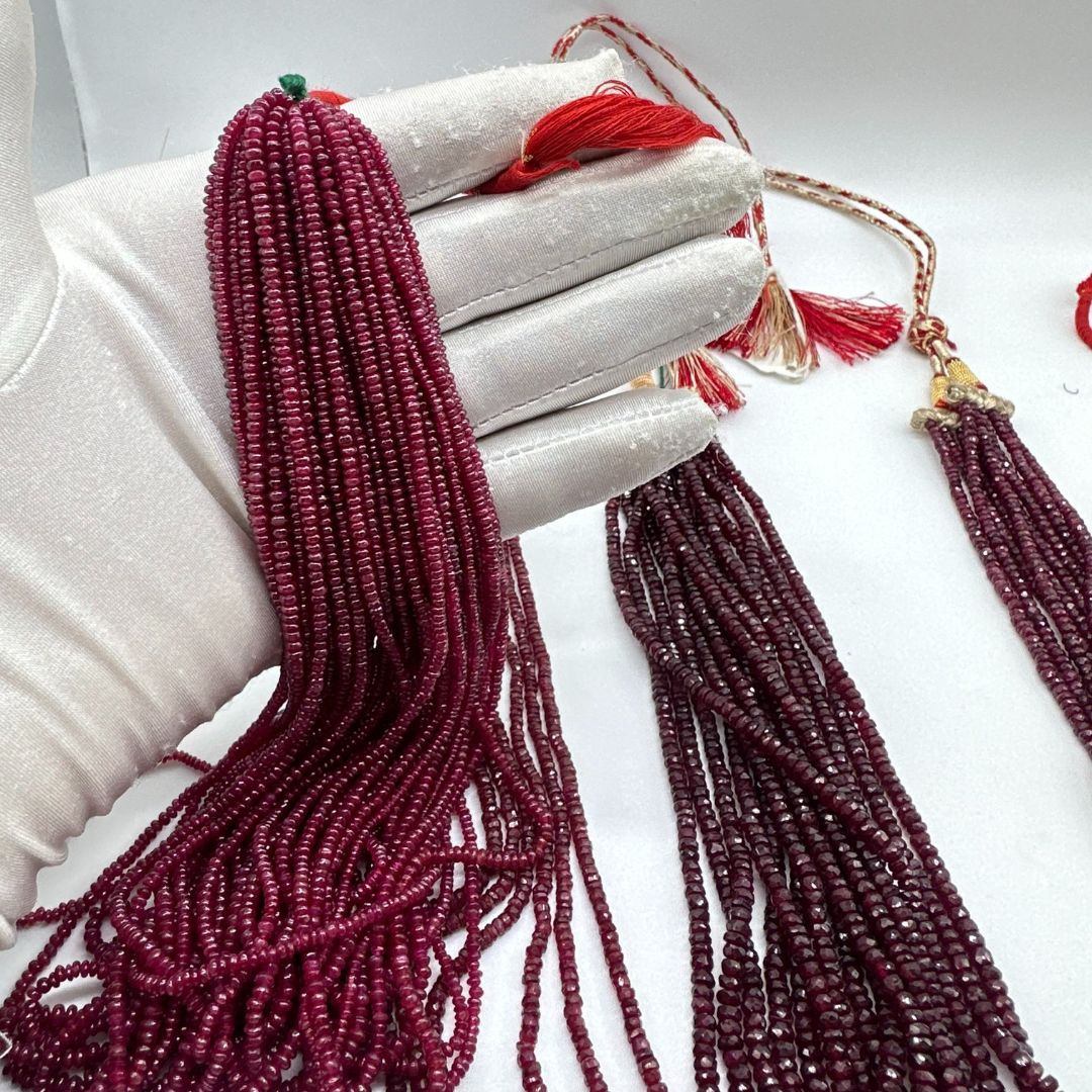 2mm to 3mm Ruby Smooth Rondelle Beads – AAA Quality Natural Ruby Gemstones for Fine Jewelry Making – 36 Lines Bulk Lot