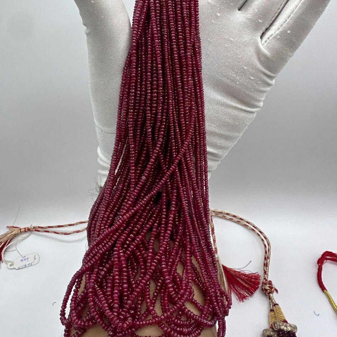 2mm to 3mm Ruby Smooth Rondelle Beads – AAA Quality Natural Ruby Gemstones for Fine Jewelry Making – 36 Lines Bulk Lot