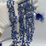 Blue Sapphire Pear Briolette Beads – 3x5mm to 7x12mm AAA Natural Sapphire Drops – 9 Strands, 625 Carats