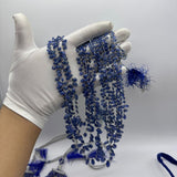 Blue Sapphire Pear Briolette Beads – 3x5mm to 7x12mm AAA Natural Sapphire Drops – 9 Strands, 625 Carats