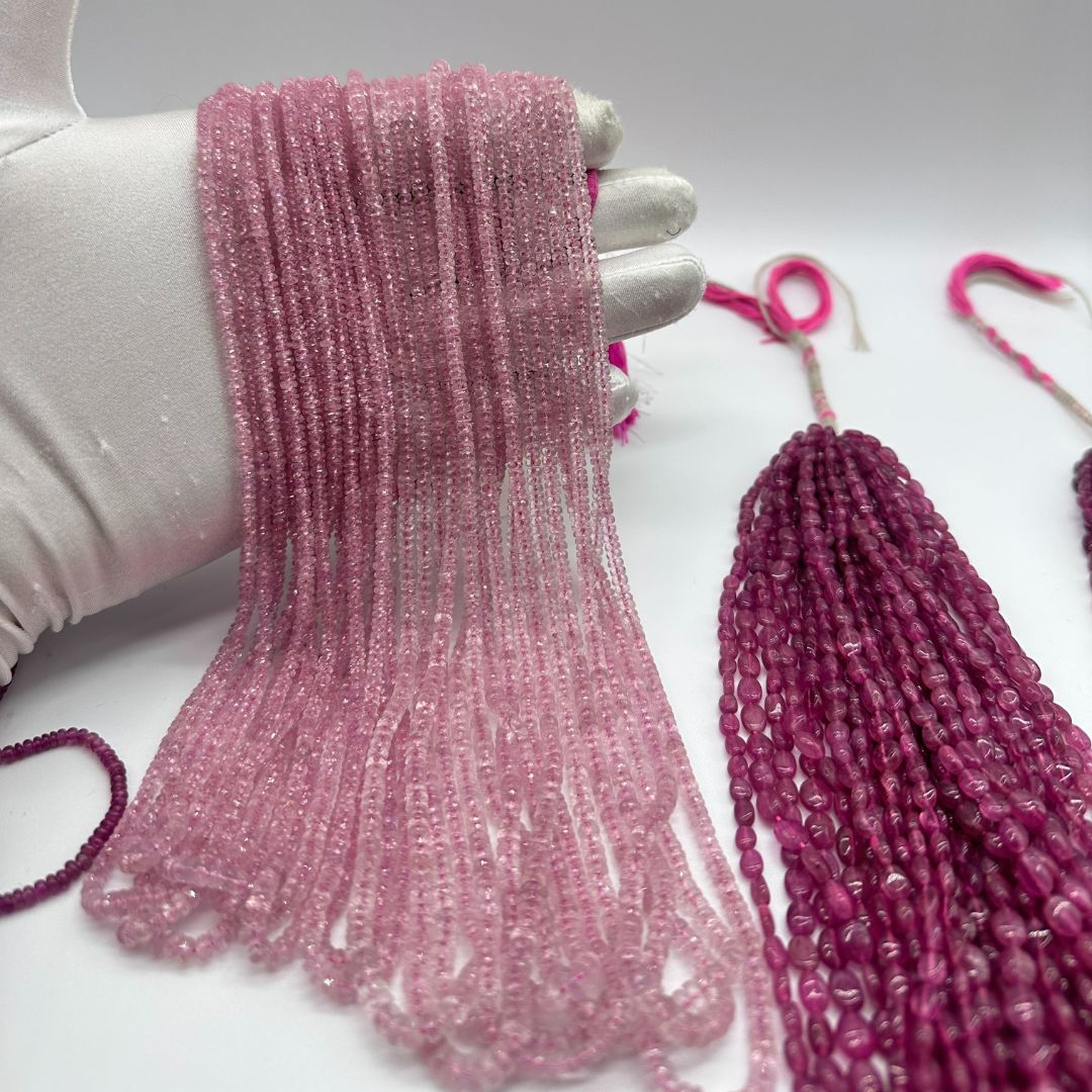 Natural Pink Sapphire Faceted Rondelle Beads – 3mm to 5mm AAA+ Quality – 18 Lines, 1008 Carats – Jewelry Making Gemstones
