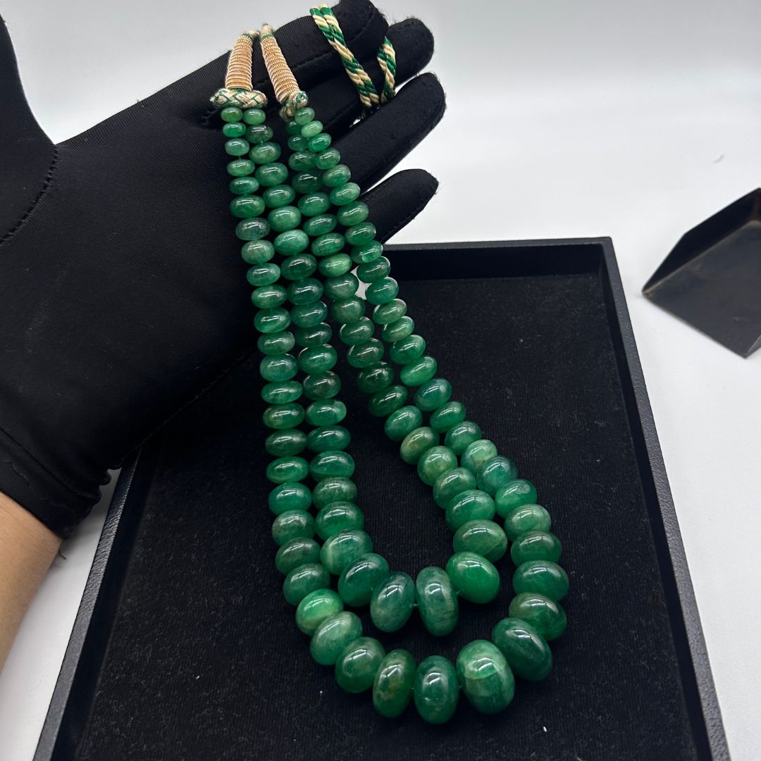 Premium Natural Emerald Smooth Rondelle Beads – 8mm to 16mm – 2 Strands, 1085.96 Carats – AAA+ Quality for Jewelry Designers