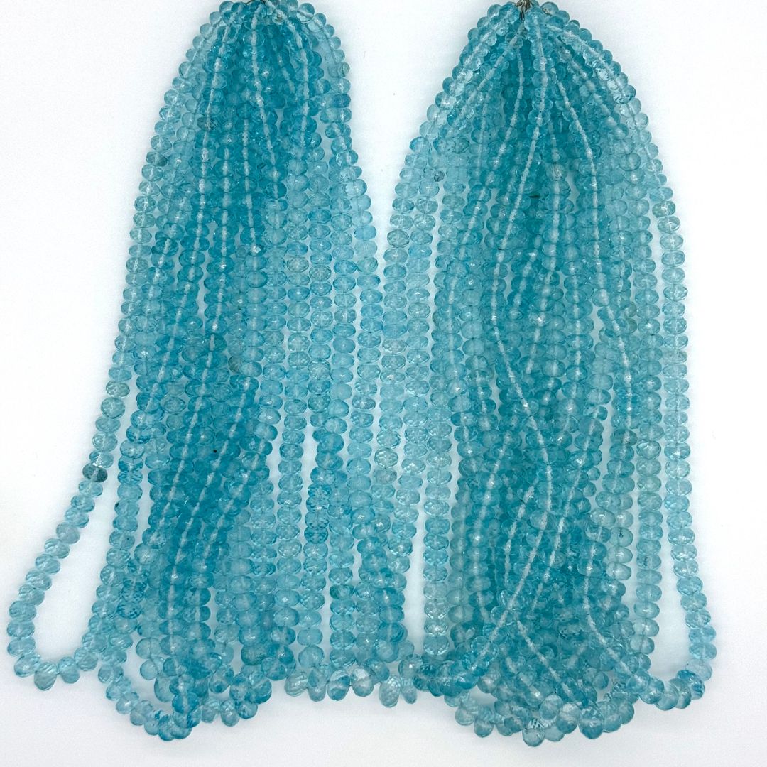 Blue Coated White Topaz Faceted Rondelle Beads 6mm to 8mm – 100% Natural AAA+ Gemstones – Sparkling Jewelry Making Beads