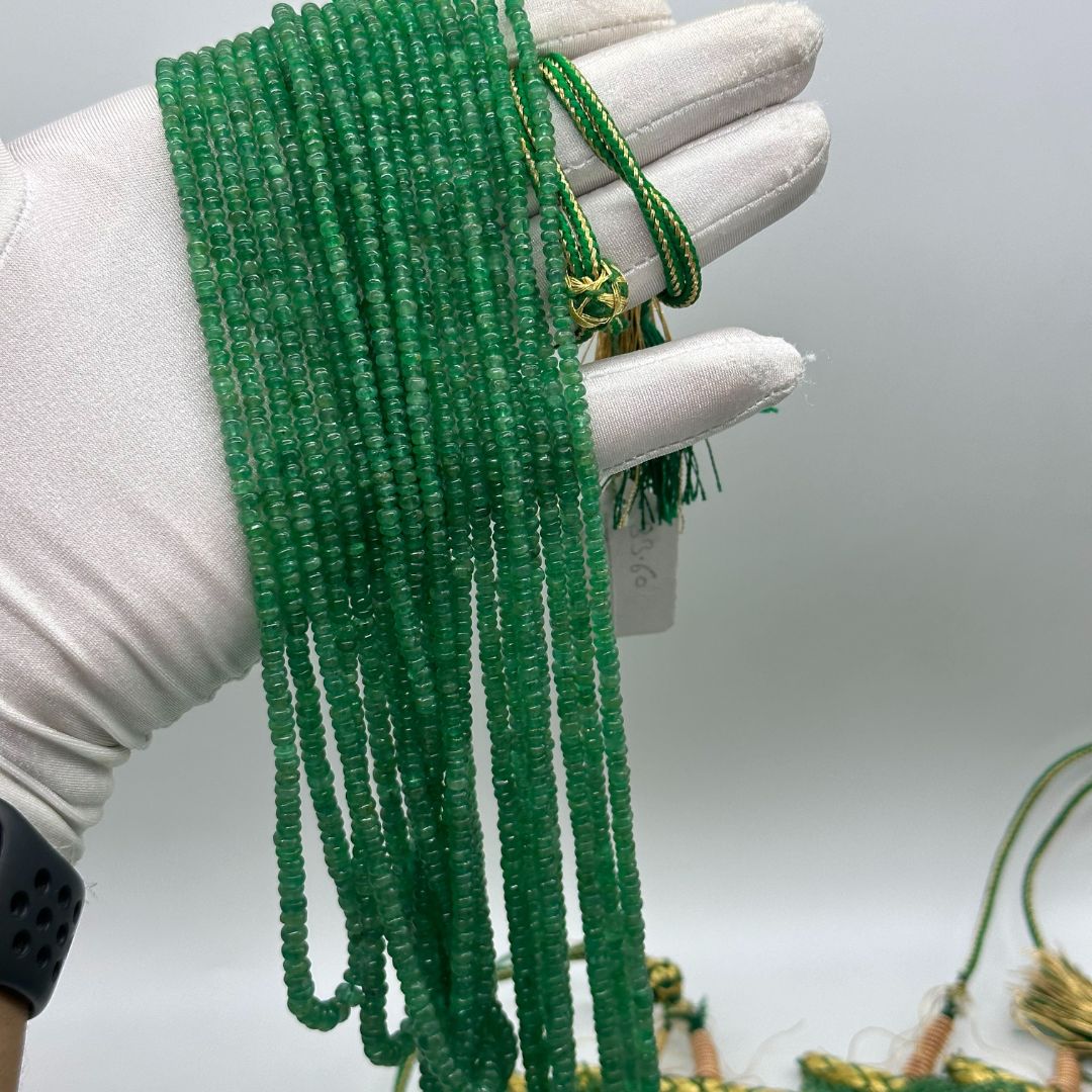 Natural Emerald Smooth Rondelle Beads 3mm to 5mm – 100% Natural AAA+ Gemstones – Ideal for High-End Jewelry Making – 2625 Cts