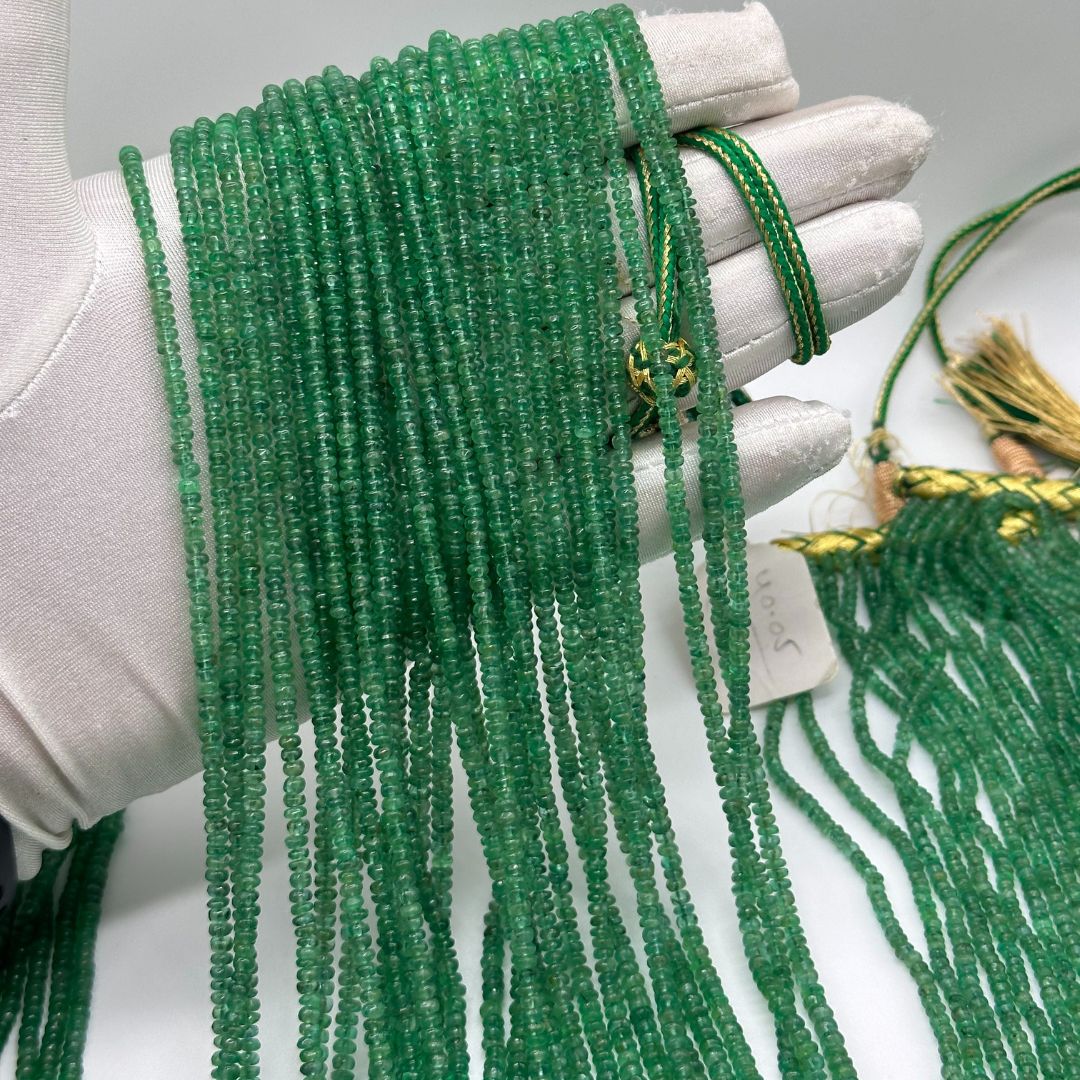 Natural Emerald Smooth Rondelle Beads 3mm to 5mm – 100% Natural AAA+ Gemstones – Ideal for High-End Jewelry Making – 2625 Cts