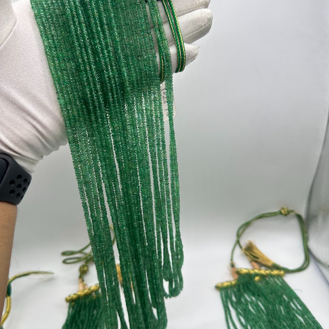 Natural Emerald Smooth Rondelle Beads 3mm to 5mm – 100% Natural AAA+ Gemstones – Ideal for High-End Jewelry Making – 2625 Cts