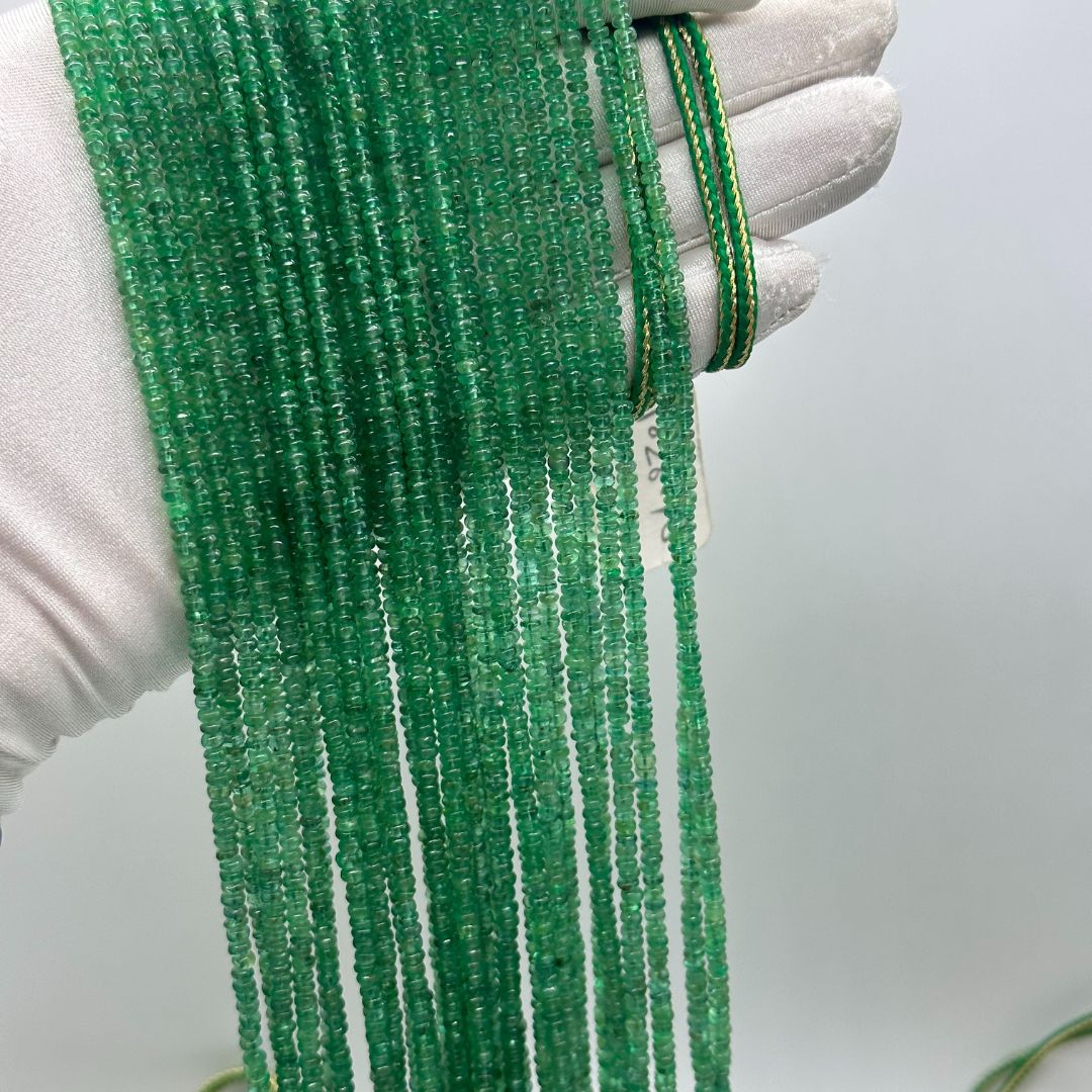 Natural Emerald Smooth Rondelle Beads 3mm to 5mm – 100% Natural AAA+ Gemstones – Ideal for High-End Jewelry Making – 2625 Cts