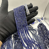 Blue Sapphire 3mm to 5mm Faceted Rondelle Beads – Glass-Filled 1131 Cts, Premium Deep Blue Gemstones for Jewelry Making