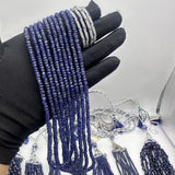 Blue Sapphire 3mm to 5mm Faceted Rondelle Beads – Glass-Filled 1131 Cts, Premium Deep Blue Gemstones for Jewelry Making