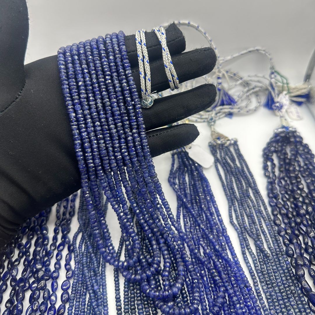 3-5mm Faceted Rondelle Blue Sapphire Glass Filled Beads – Deep Blue Brilliance – 1131 Cts – Premium Quality for Jewelry Making