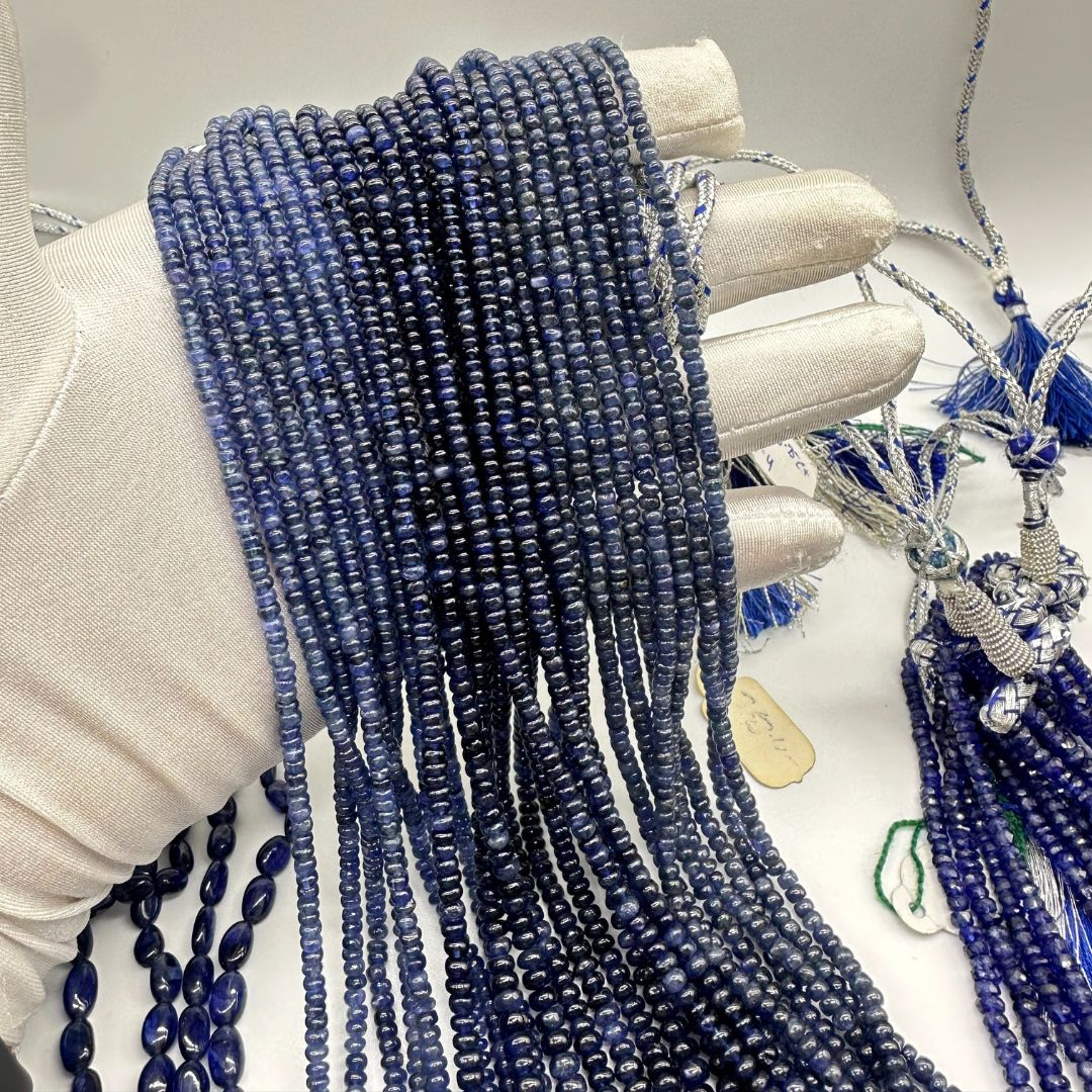 3-6mm Smooth Rondelle Blue Sapphire Beads – 1225 Cts – Natural AAA+ Gemstones – 13 Lines for Fine Jewelry Design