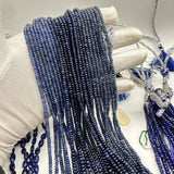 3-6mm Smooth Rondelle Blue Sapphire Beads – 1225 Cts – Natural AAA+ Gemstones – 13 Lines for Fine Jewelry Design