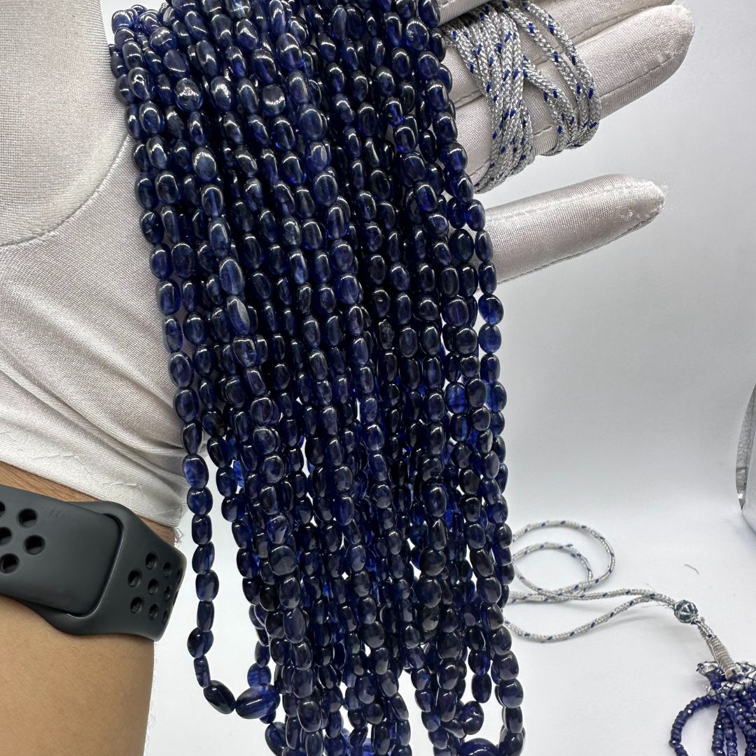 Blue Sapphire Smooth Oval Beads – Glass Filled – 5x7mm to 9x11mm – 2530 Cts – 16 Lines – AAA+ Quality for Custom Jewelry