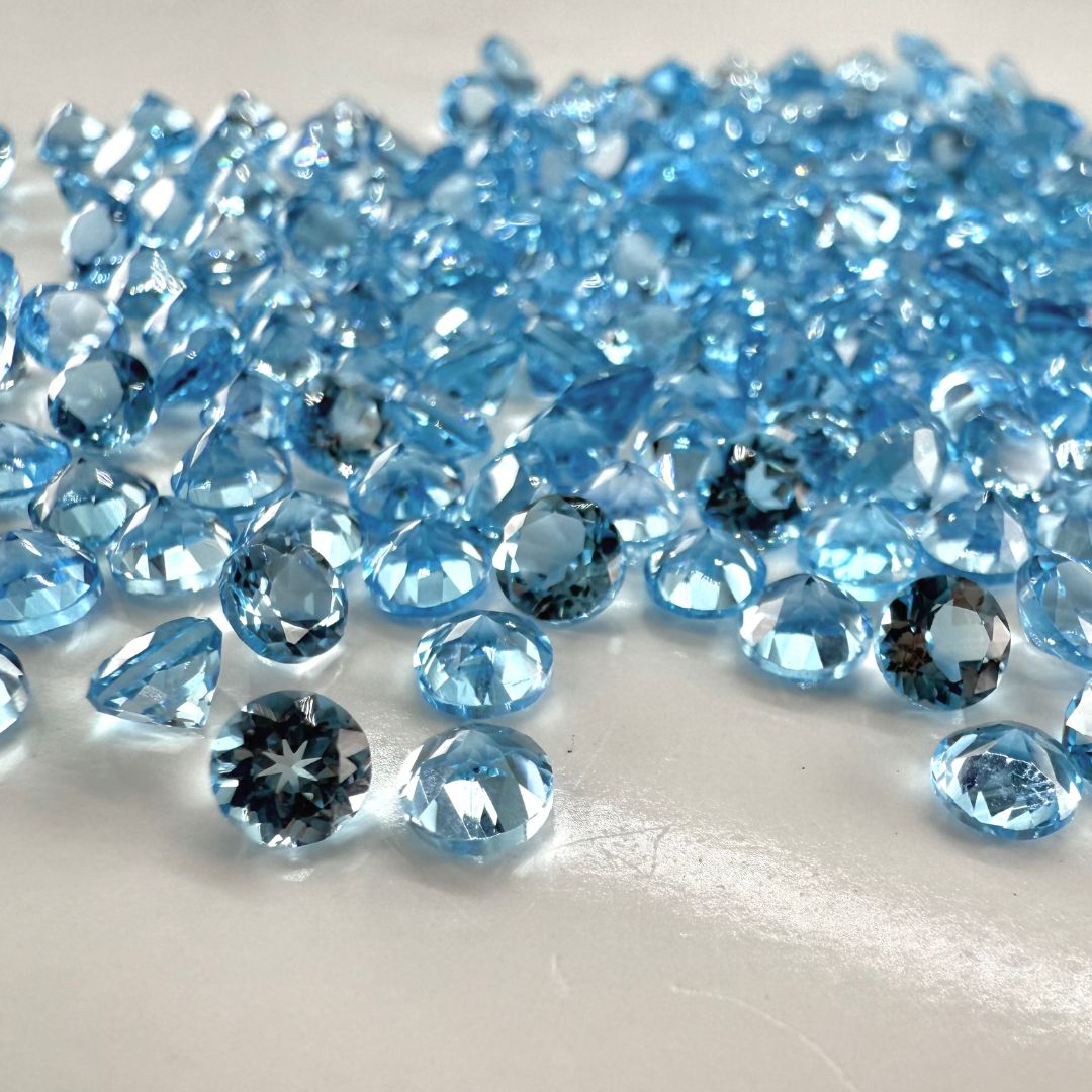 Swiss Blue Topaz 4mm Round Faceted Gemstones – Natural, Top Quality
