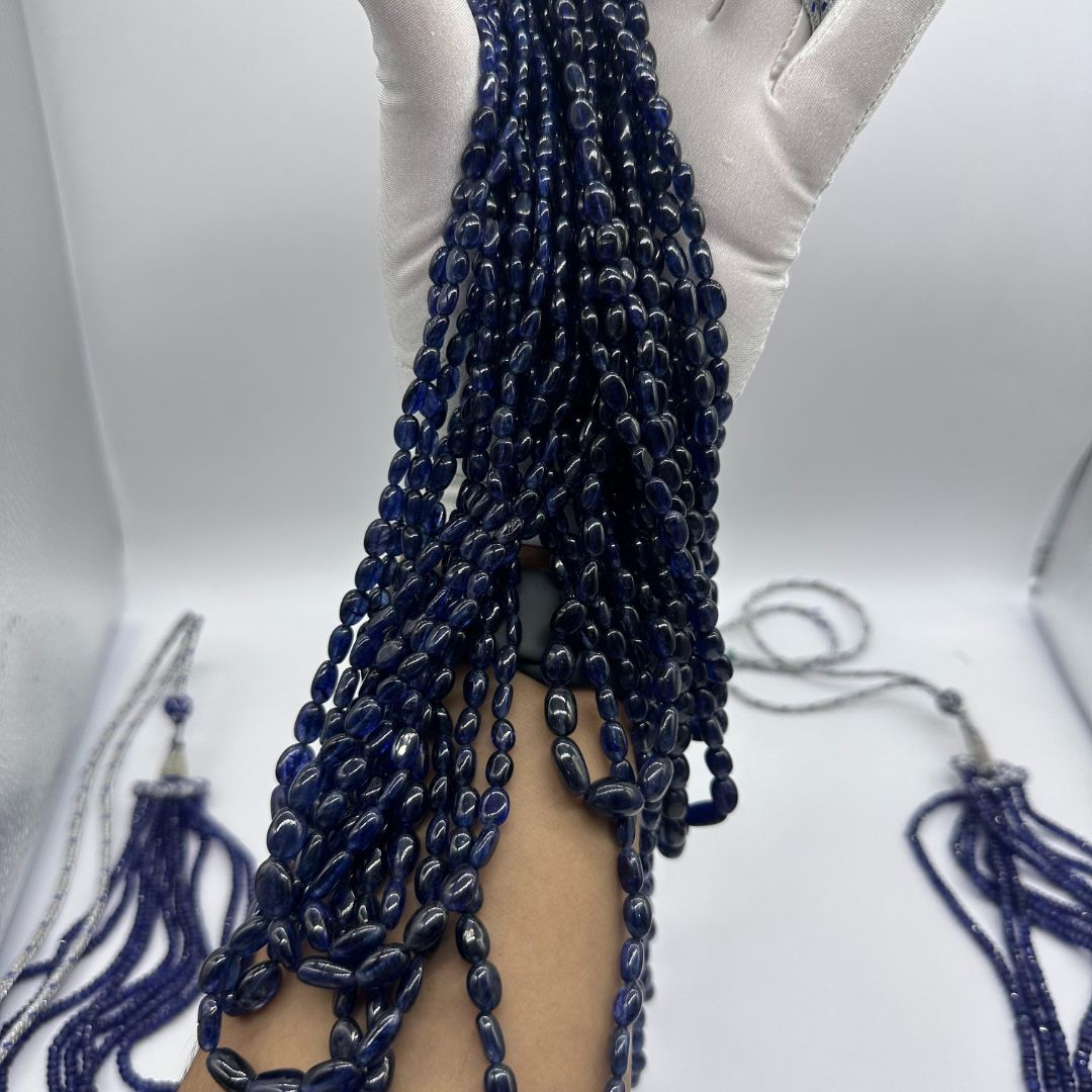 Blue Sapphire Smooth Oval Beads – Glass Filled – 5x7mm to 9x11mm – 2530 Cts – 16 Lines – AAA+ Quality for Custom Jewelry