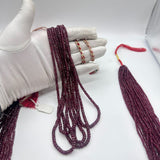 Natural Ruby Faceted Rondelle Beads – 3mm to 5mm – 1340 Cts – 16 Lines – AAA+ Quality – Perfect for Jewelry Making