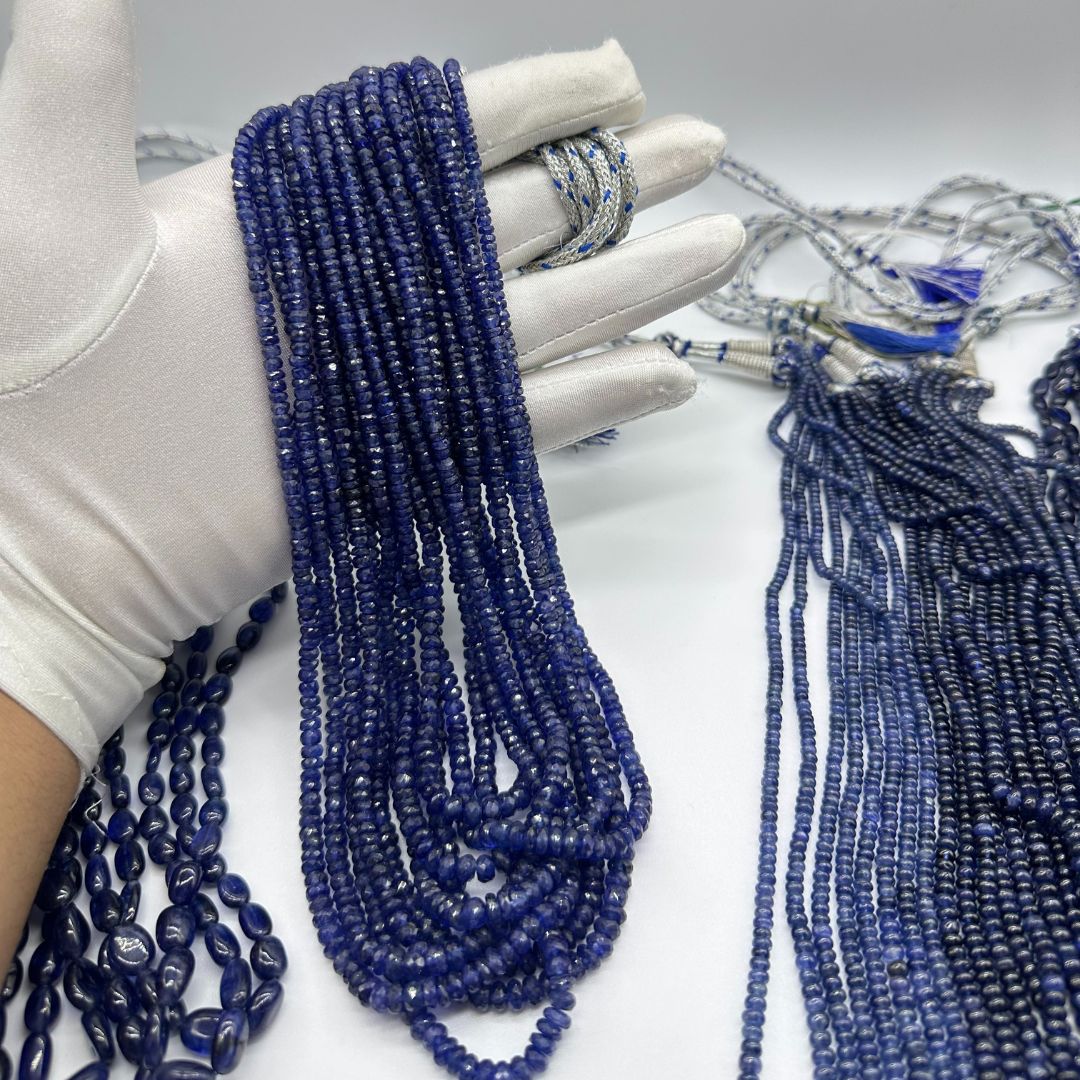 3-5mm Faceted Rondelle Blue Sapphire Glass Filled Beads – Deep Blue Brilliance – 1131 Cts – Premium Quality for Jewelry Making