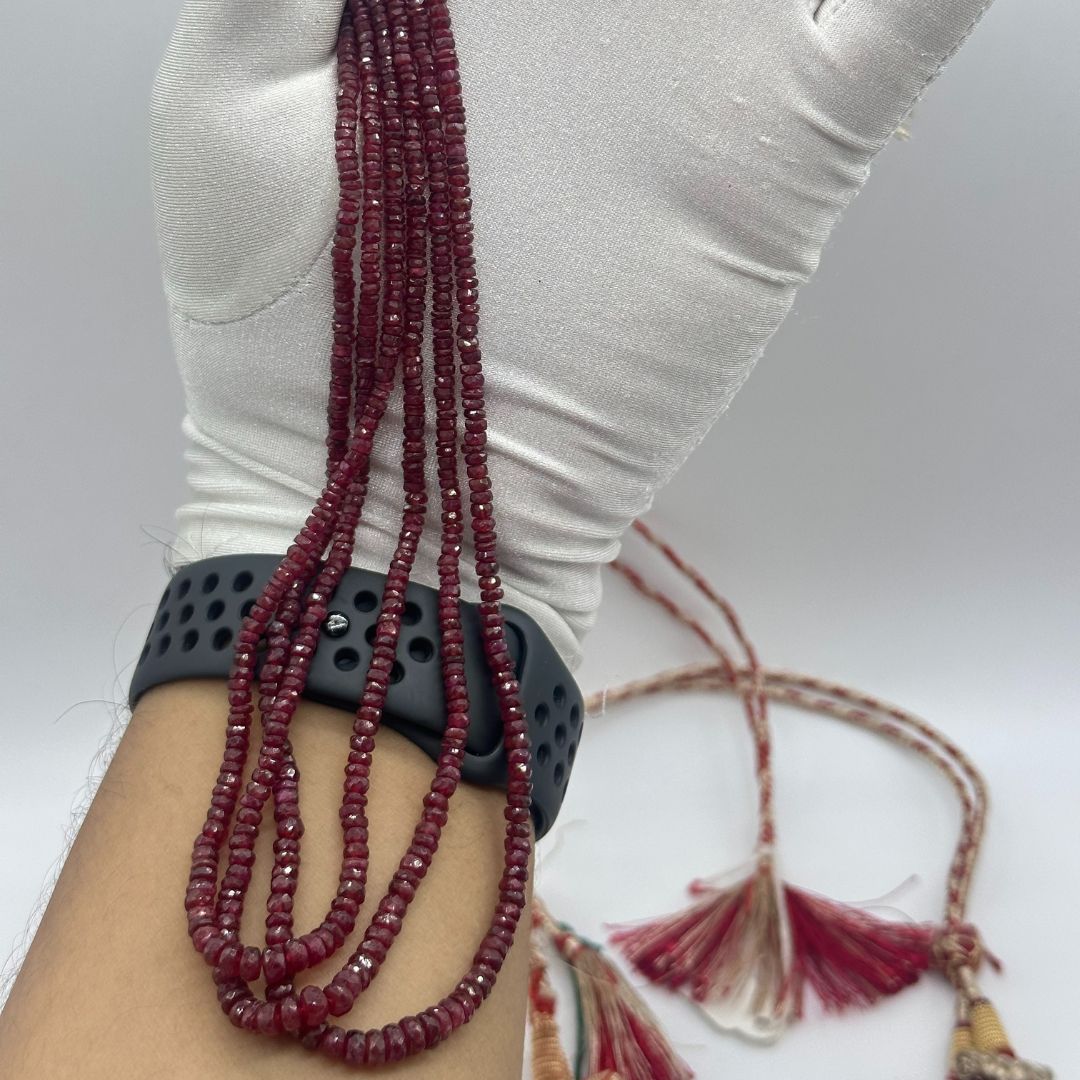 Natural Ruby Faceted Rondelle Beads – 3mm to 5mm – 1340 Cts – 16 Lines – AAA+ Quality – Perfect for Jewelry Making
