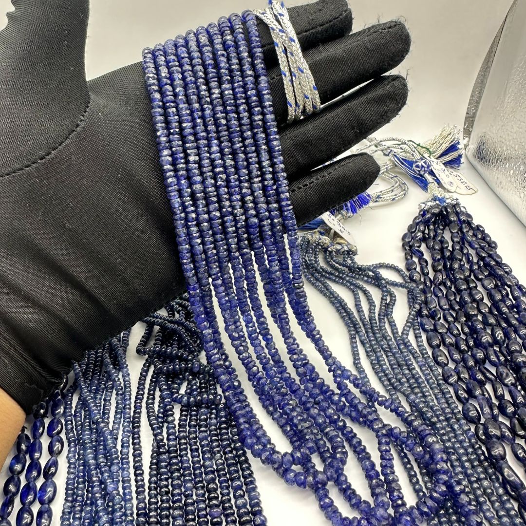 3-5mm Faceted Rondelle Blue Sapphire Glass Filled Beads – Deep Blue Brilliance – 1131 Cts – Premium Quality for Jewelry Making