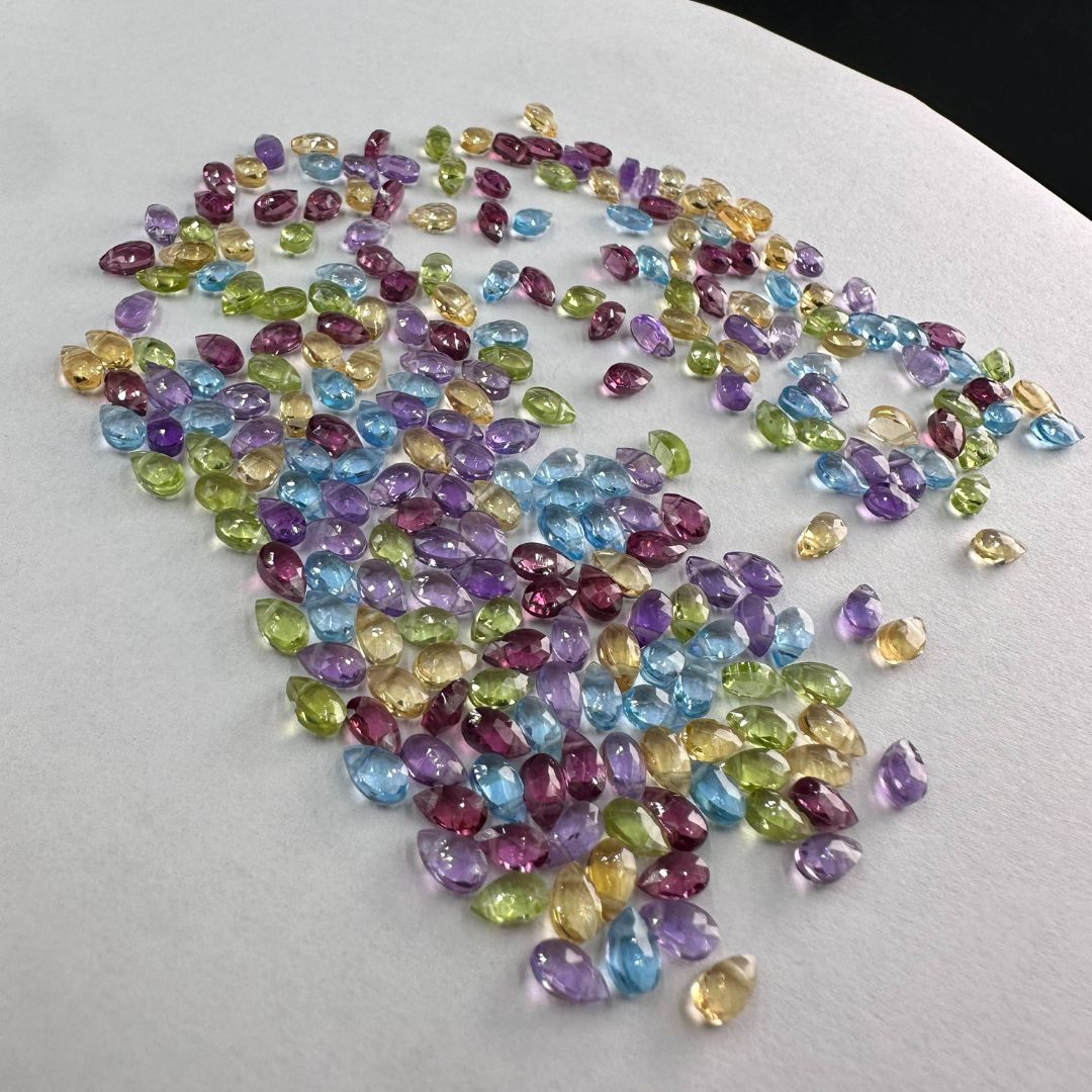 Multi Stone Faceted Pear Drop Gemstones – 3x5mm to 9x11mm – AAA+ Natural Mixed Gemstone Pear Shapes for Jewelry