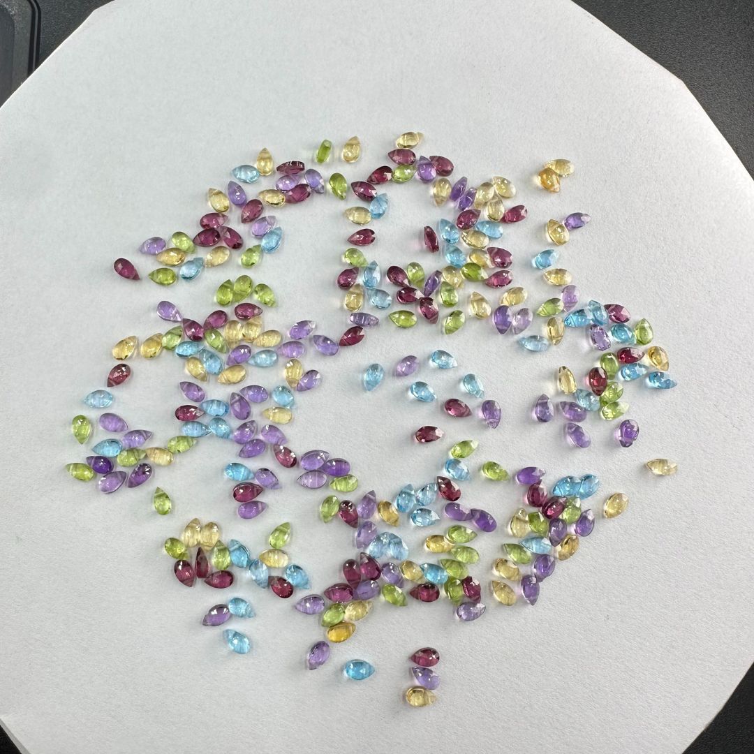 Multi Stone Faceted Pear Drop Gemstones – 3x5mm to 9x11mm – AAA+ Natural Mixed Gemstone Pear Shapes for Jewelry